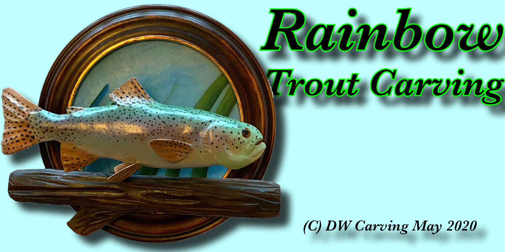 Carved Rainbow Trout, fish sculpture, wooden sculpture, carved wall art